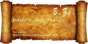 Bohár Zsófia névjegykártya